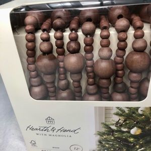 2-Hearth & Hand Wooden Bead Garlands Natural Brown New 12’ LAST 2 SETS in STOCK